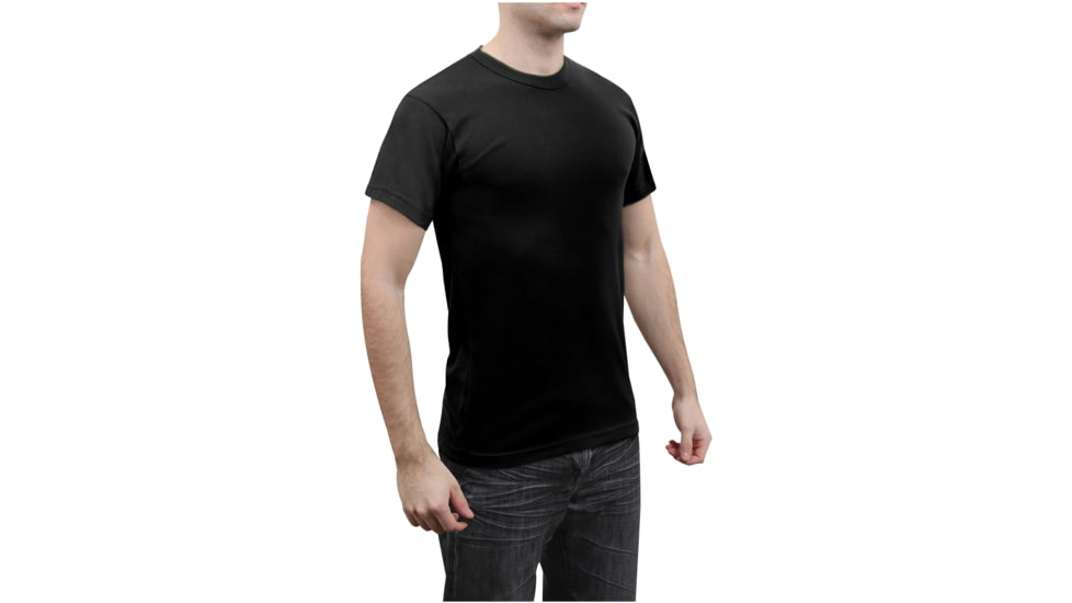 Rothco Solid Color Poly/Cotton Military T-Shirt, Black, M, 6670-Black-M