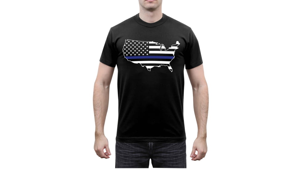 Rothco Thin Blue Line America Map T-Shirt, Small, 1851-S