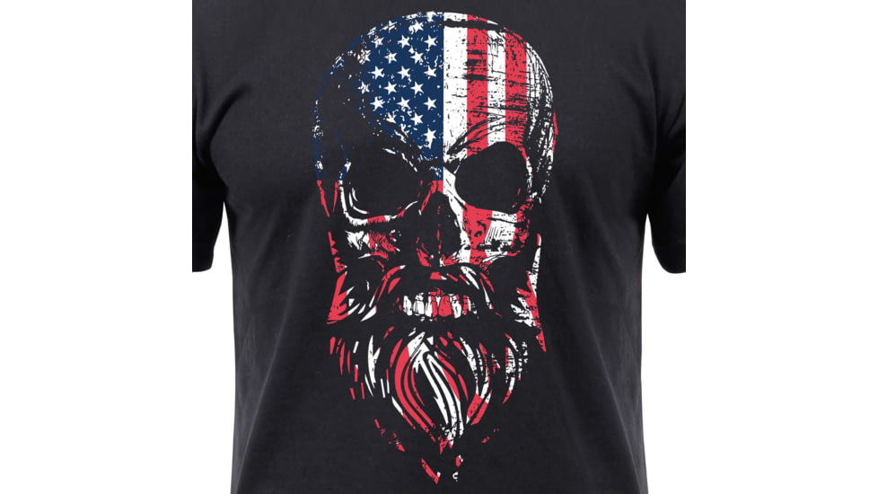 Rothco US Flag Bearded Skull T-Shirt, Black, Small, 10812-Black-S