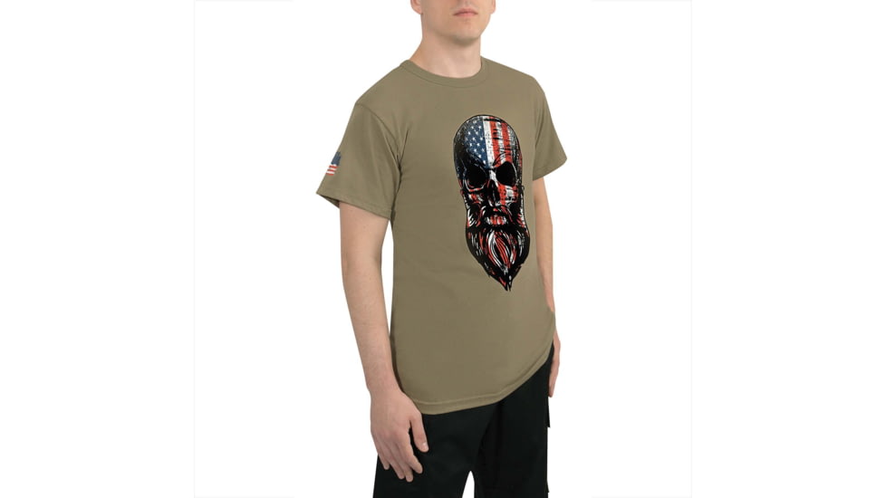 Rothco US Flag Bearded Skull T-Shirt, Coyote Brown, Small, 10822-CoyoteBrown-S