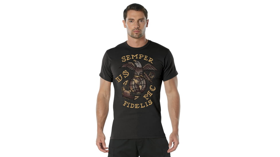 Rothco USMC Semper Fidelis T-Shirt - Men's, Black, 2XL, 11776-Black-2XL