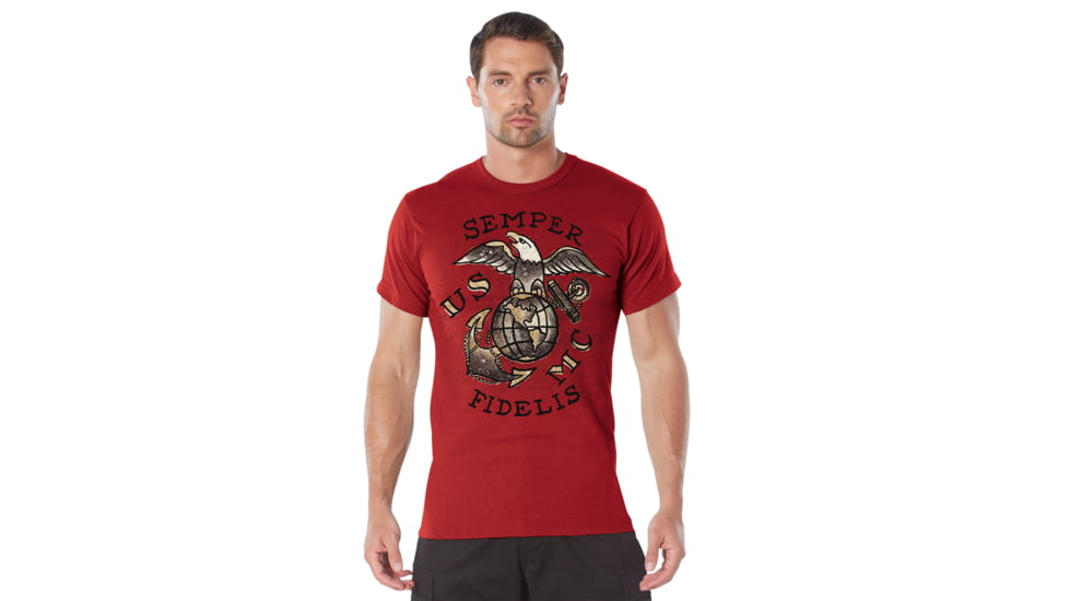 Rothco USMC Semper Fidelis T-Shirt - Men's, Red, 2XL, 11786-Red-2XL