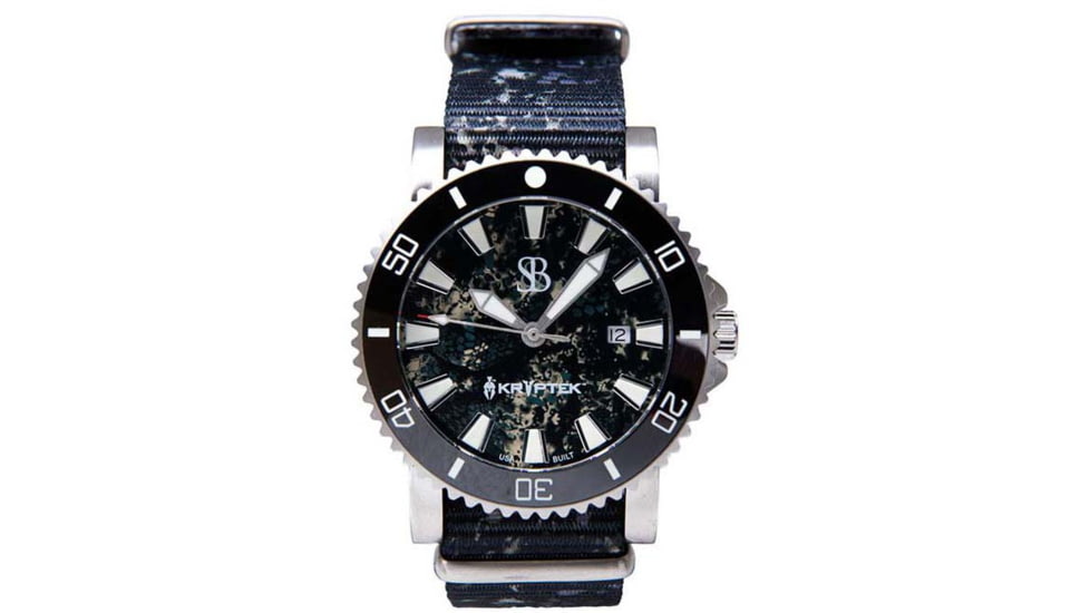 S&amp;B Watches Atlantis A2 KRYPTEK Dive Watch, Silver Case W/ Nox Black Dial, 44mm, ATKR102