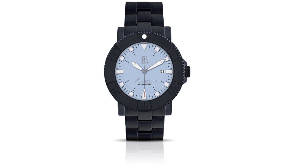 Smith &amp; Bradley Watches Atlantis Pro Automatic Watch, Black Case/Light Blue Dial, 44mm, ATPR201