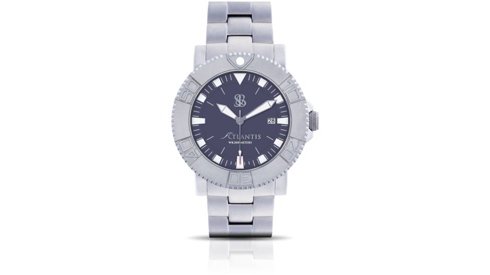 Smith &amp; Bradley Watches Atlantis Pro Automatic Watch, Silver Case/Blue Dial, 44mm, ATPR104