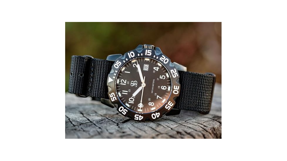 S&amp;B Watches SANS-13 KRYPTEK Tactical Watch, Black Case W/ Nox Black Dial, 42mm, SAKR201