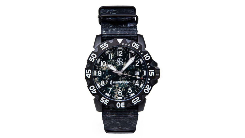 S&amp;B Watches SANS-13 KRYPTEK Tactical Watch, Black Case W/ Nox Black Dial, 42mm, SAKR201