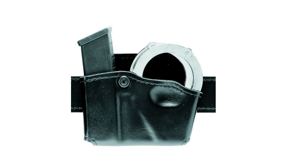 Safariland 573 Concealment Magazine Holder, Paddle, Single w/Cuff Pouch - Plain Cordovan, Ambidextrous 573-83-062