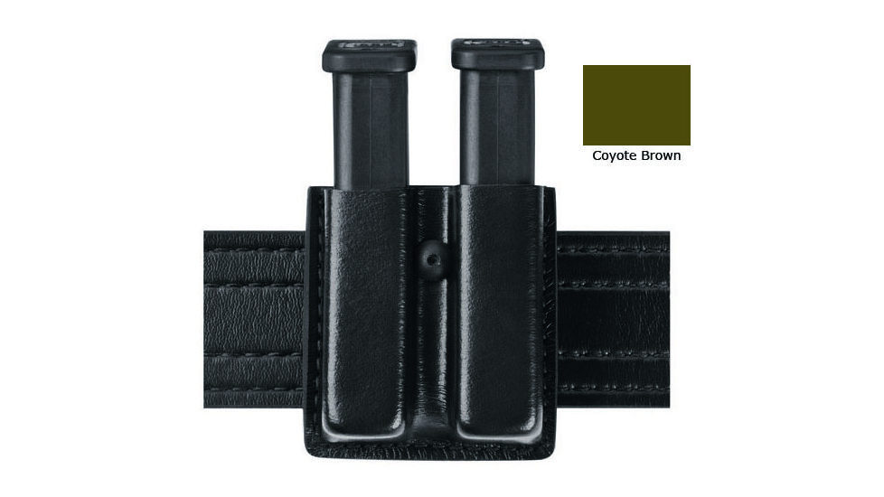 Safariland 79 Slim Open Top Double Mag Pouch, Double Stacked 9mm Mags Gl17, 22, STX Tactical Coyote Brown, Ambi Shroud Mount 79-83-763