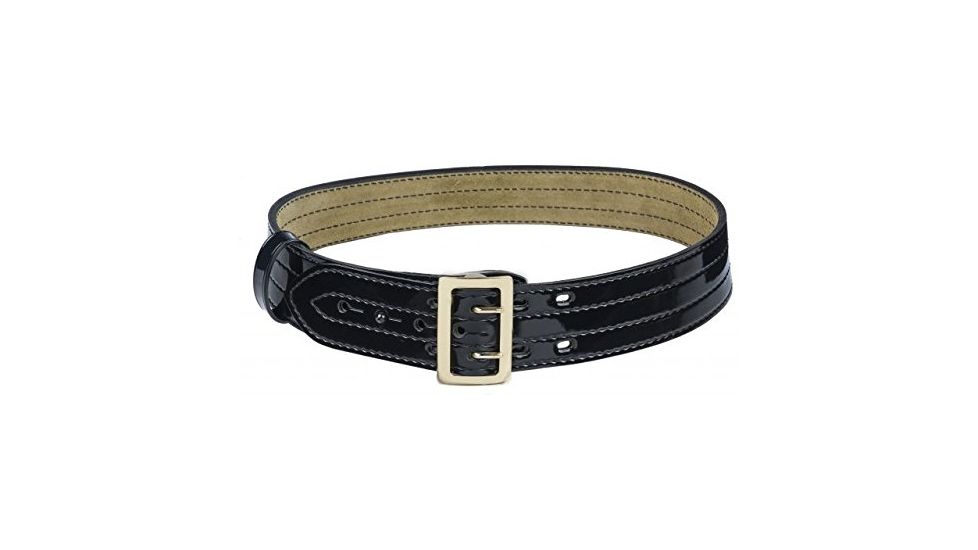 Safariland Suede Lined Contour Belt w/ Buckle, 2.25in. with Velcro, Hi Gloss Black, Size - 28 in. 872V-28-9B