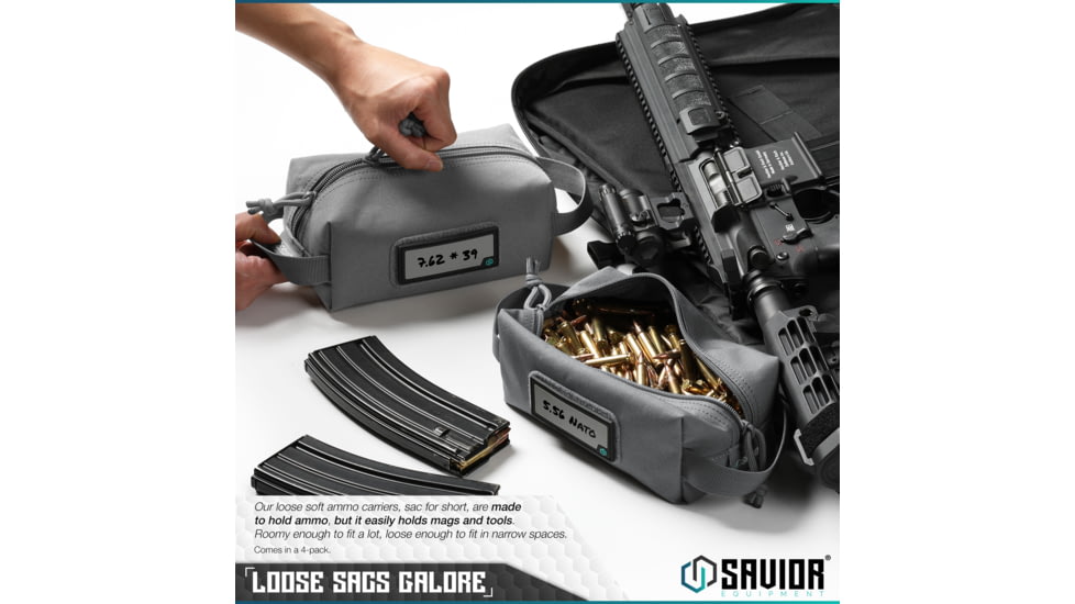 Savior Equipment Loose Sac, Soft Ammo Carrier, Black, Small, SP-AMST-4P-BK