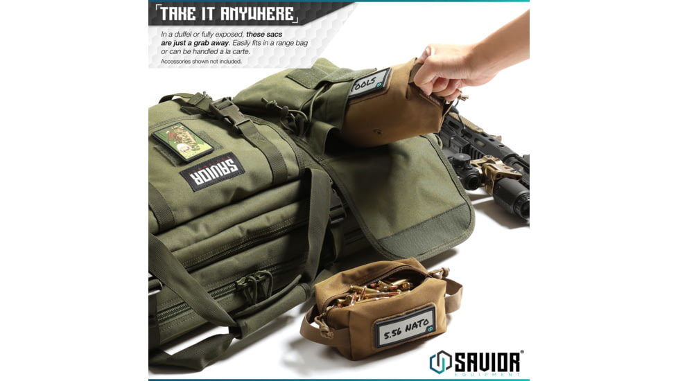 Savior Equipment Mini Loose Sac Soft Ammo Carrier, 4 Pack, Tiger Stripe, 6.75in x 3.25in x 3in, Tiger Stripe, 6.75in x 3.25in x 3in, SP-AMST-4PMINI-TIGR