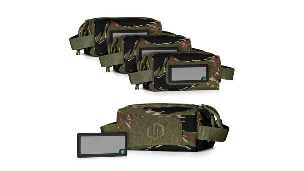 Savior Equipment Mini Loose Sac Soft Ammo Carrier, 4 Pack, Tiger Stripe, 6.75in x 3.25in x 3in, Tiger Stripe, 6.75in x 3.25in x 3in, SP-AMST-4PMINI-TIGR