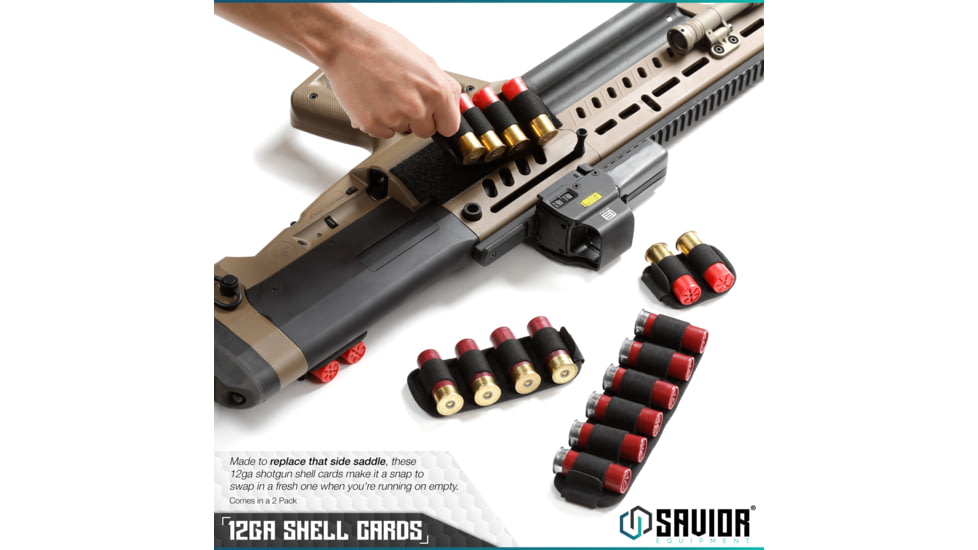 Savior Equipment Shotgun Shell Cards - 2 Rounds, Black, 2.25in x 3in, Black, 2.25in x 3in, MP-TNS-12G-TWO-2P-BK