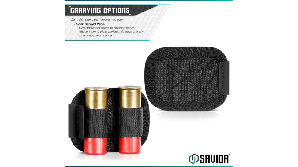Savior Equipment Shotgun Shell Cards - 2 Rounds, Black, 2.25in x 3in, Black, 2.25in x 3in, MP-TNS-12G-TWO-2P-BK