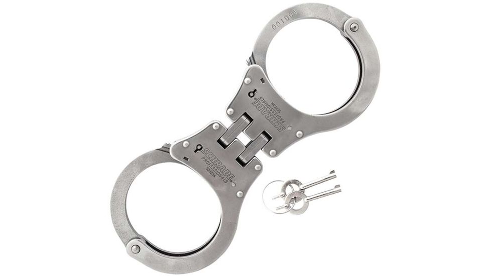 Schrade Chain Link Handcuffs,Hinged,Stainless Steel w/2 Keys SCHC3N