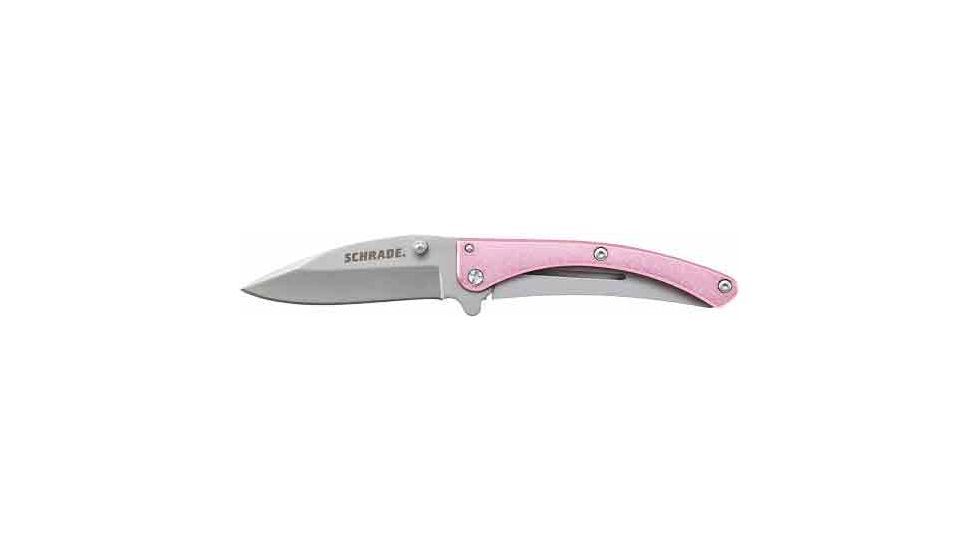 Schrade Pocket Protector Folding Frame Lock Knife, 2.6in, Stainless, Pink, SCH222P