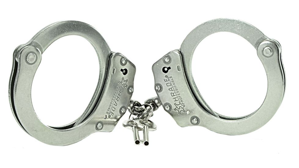 Schrade Professionals Chain Link Stainless Steel Handcuffs,20 Locking Positions, Push Pin Double Lock System w/ 2 Keys,Clam Package SCHCSCP