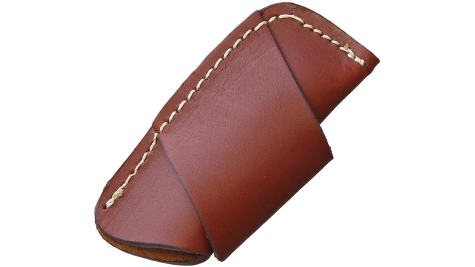 Sheath Horizonal Carry Leather Sheath with Brown Leather Construction, Brown Leather Construction, Fits Most Medium Size Folding Knife, SH1174