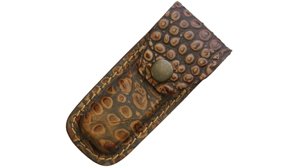 Sheath Leather Belt Pouch Alligator Pattern, Fits 3in To 3.5in Folding Knife, Alligator Pattern, Leather Construction, SH1190
