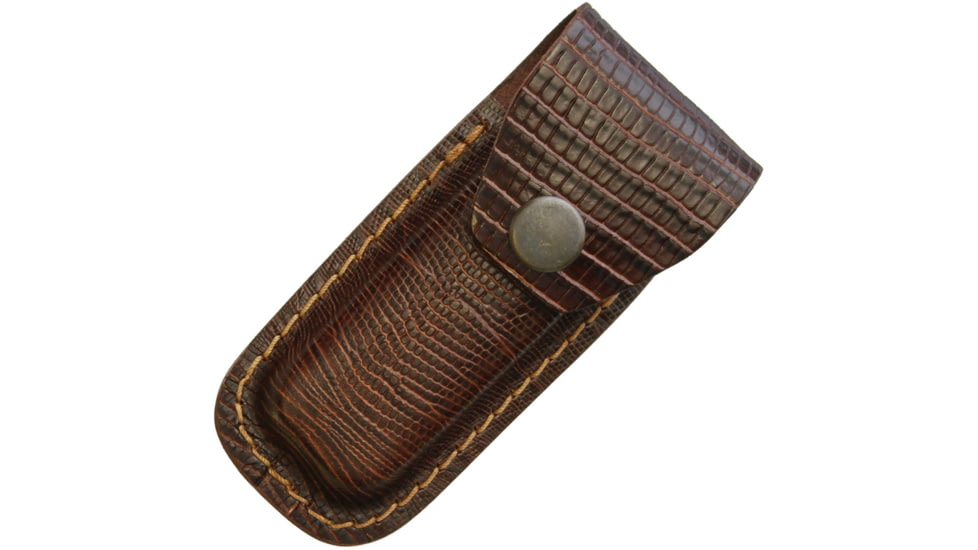 Sheath Leather Belt Pouch Lizard, Fits 3in To 3.5in Folding Knife, Lizard Pattern, Leather Construction, SH1184