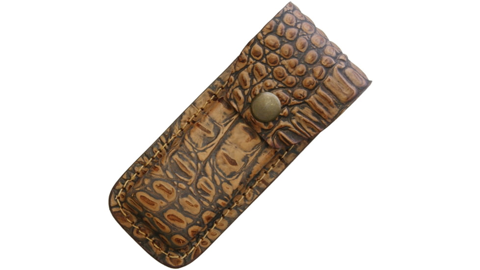 Sheath Leather Sheath Alligator Pattern, Fits 4.5in To 5.25in Folding Knife, Alligator Pattern, Leather Construction, SH1191