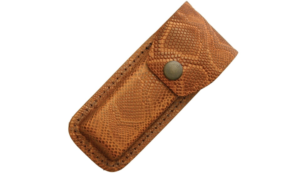 Sheath Leather Sheath, Fits 4.5in To 5.25in Folding Knife, Python Pattern, Genuine Leather Construction, SH1203