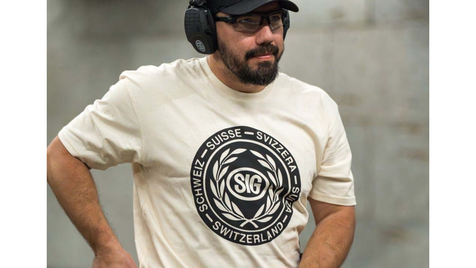 SIG SAUER T-shirt, Swiss Sauer Logo, White, Large
