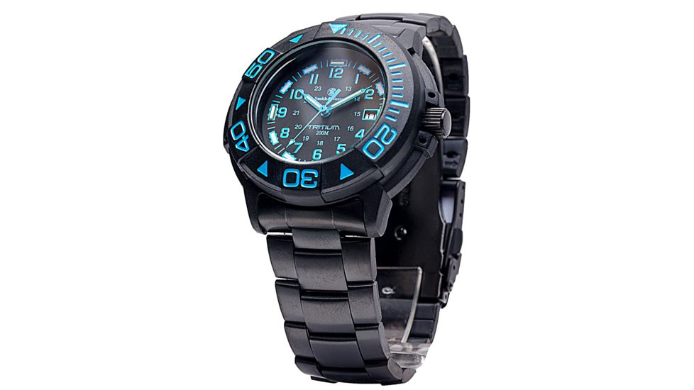 Smith and Wesson Diver Watch w/ Metal and Rubber Strap, Black/Blue SWW-900-BLU