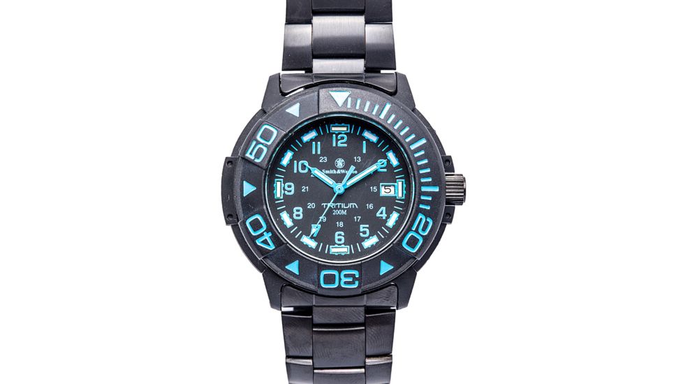 Smith and Wesson Diver Watch w/ Metal and Rubber Strap, Black/Blue SWW-900-BLU