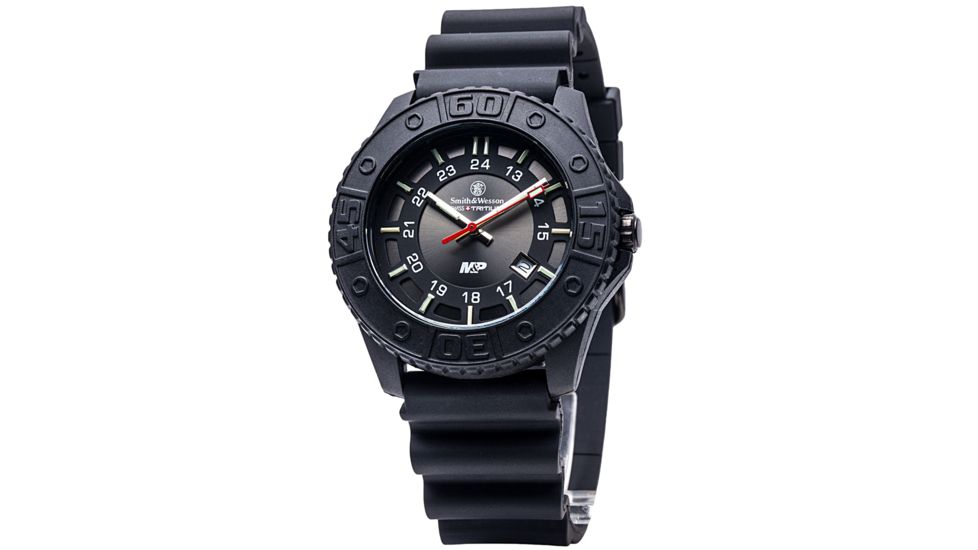 Smith and Wesson Military and Police Watch, 43mm, Black/Black SWW-MP18-BLK