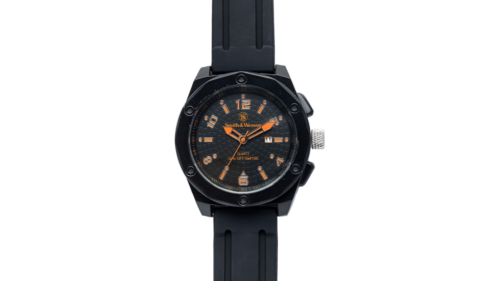 Smith and Wesson Water Resistant EGO Watch w/ Silicon Strap, 50mm, Black/Orange SWW-LW6057