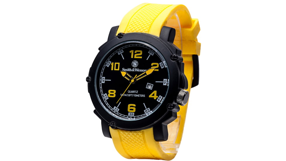 Smith and Wesson Water Resistant EGO Watch w/ Silicon Strap, 50mm, Yellow/Black SWW-LW6098