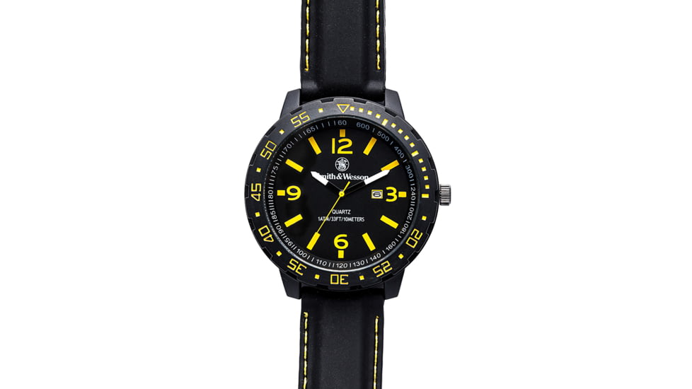 Smith and Wesson Water Resistant EGO Watch w/ Silicon Strap, 51mm, Black/Yellow SWW-LW6086