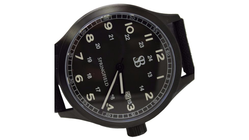 Smith&amp;Bradley Ltd. Springfield Field Watch w/ Black PVD, Black Strap, 44MM, NSN n, SPRINGFIELD PVD BLK