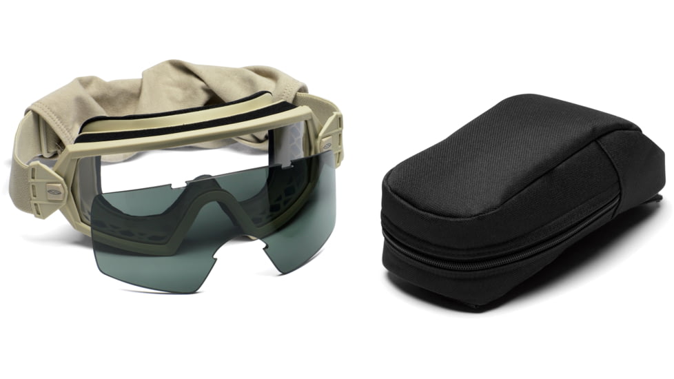 Smith Elite Outside the Wire Eyeshield - shown with protective case and Gray replacement lens