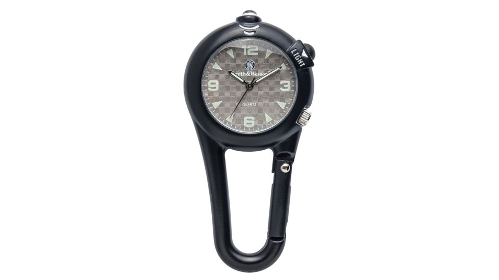 Smith &amp; Wesson Carabiner Classic Watch w/LED Light, Black SWW-36-BLK