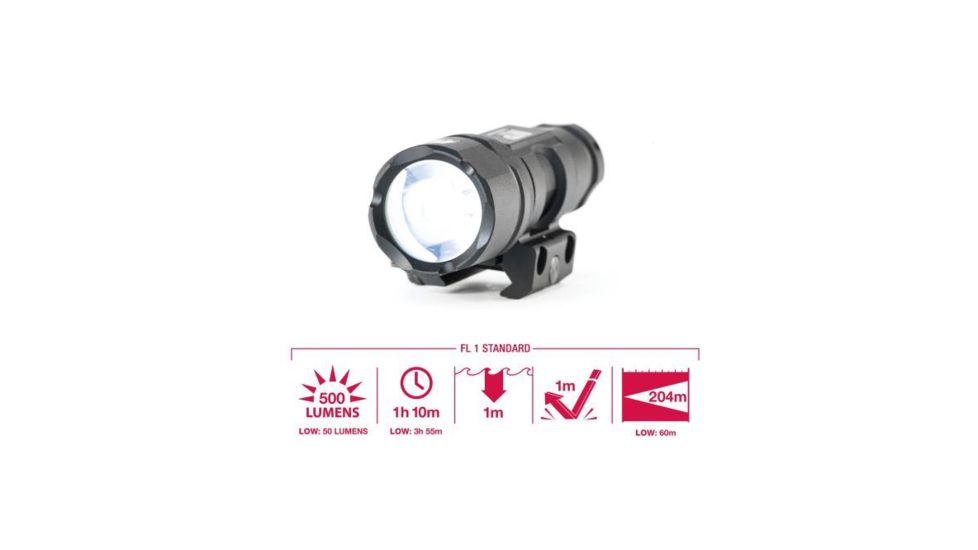 Smith &amp; Wesson Delta Force RM-10 LED Weapon Flashlight, 500 Lumens, Picatinny, 1 x CR123, Black, 110043, EDEMO1