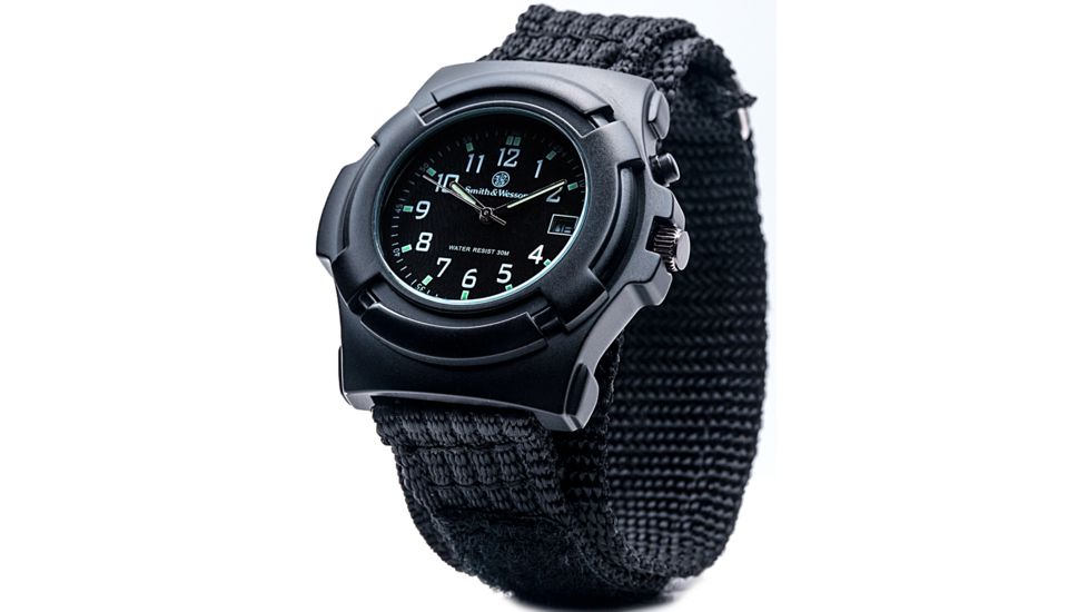 Smith &amp; Wesson Men's Lawman Basic Round Black Face Watch SWW-11B GLOW SWW-11BGLOW