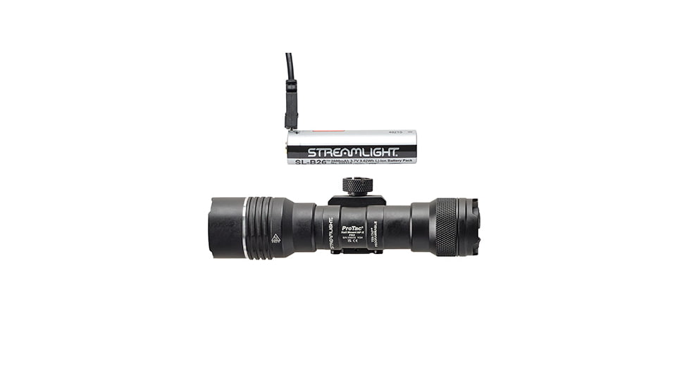 Streamlight ProTac Rail Mount HP-X Pro 800 Lumen Weapon Light System, SL-B26 Rechargeable, with Jack-Cap Tail Cap Switch, M-LOK Mount, Mounting Hardware, Allen Wrench, Straight Momentary Pressure Switch, USB Cord, Black, 89016