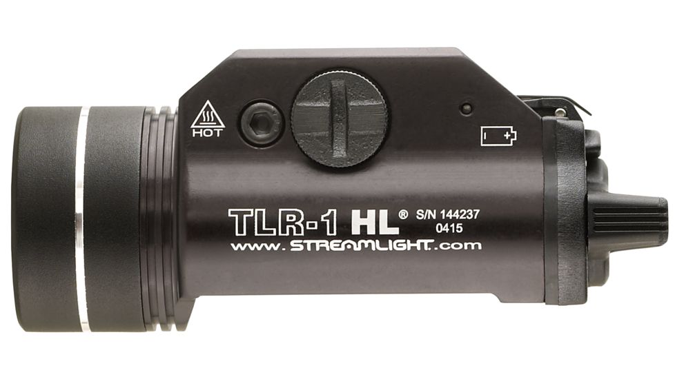 Streamlight TLR-1 HL LED Weapon Light Earless Screw w/Batteries, CR123A, White, 1000 Lumens, Black, 69264