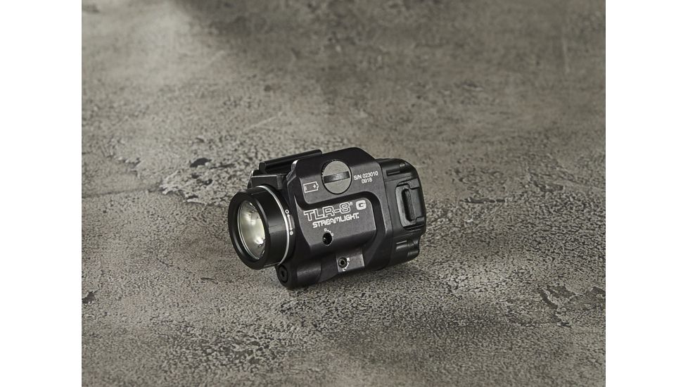 Streamlight TLR-8 G Tactical Weapon Light w/Laser Sight, Rail Mounted, 500 Lumen LED, 510-520nm Green Laser, 1 x CR123A Battery, Black, 69430