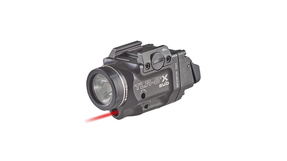 Streamlight TLR-8 Sub For Hellcat LED Weapon Light w/ Red Laser, CR123A Lithium, White, 500 Lumens, Black, 69419