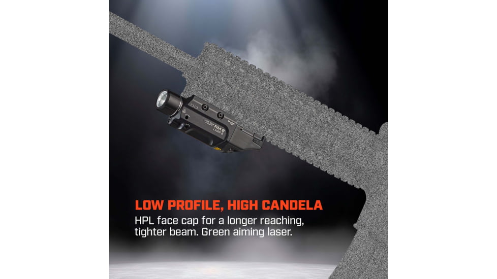 Streamlight TLR RM 2 Compact Rail Mounted LED Tactical Weapon Light w/Green Laser, CR123A, White, 1000 Lumens, Black, 69454