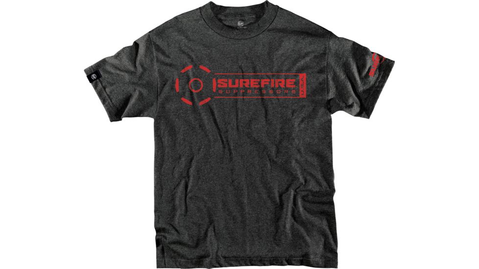 SureFire Suppressor Stamp T-Shirt - Men's, 50/50 Polyester Cotton Blend, Dark Gray, Large SST-SUP-DG-L