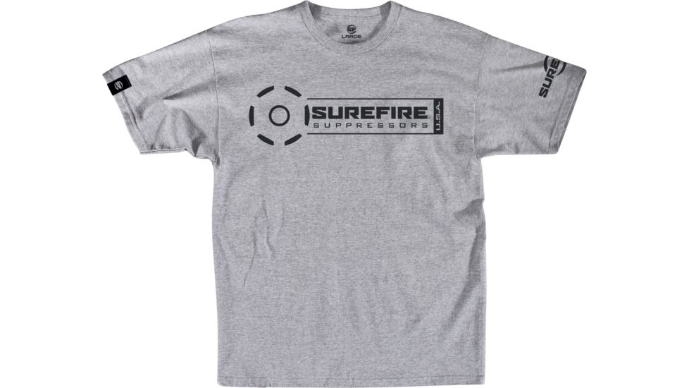SureFire Suppressor Stamp T-Shirt - Men's, 60% Cotton/40% Polyester, Athletic Gray, Medium SST-SUP-AG-M