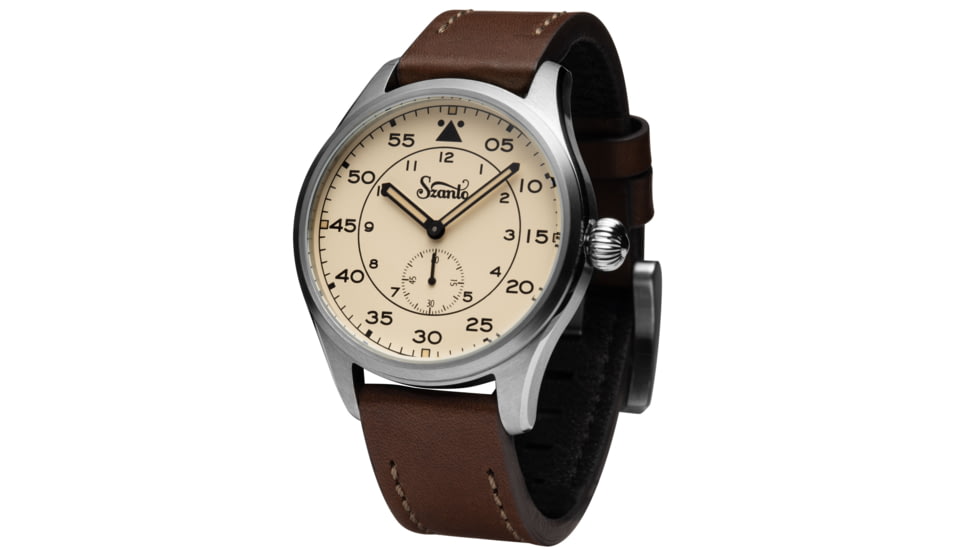 Szanto Heritage Aviator Watches, Ivory Dial, Brown Strap, Steel, One Size, SZ 2752