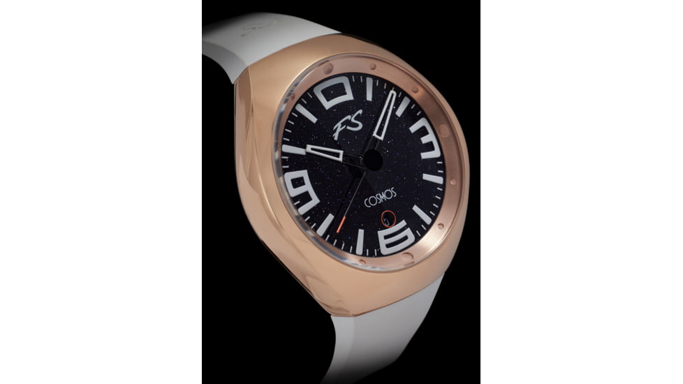 Szanto Icon Frank Stephenson Cosmos Watches, Blue Dial, White Strap, Rose Gold, One Size, IC-FS-9005