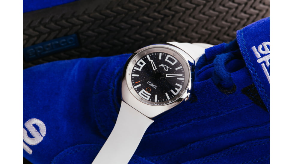 Szanto Icon Frank Stephenson Cosmos Watches, Blue Dial, White Strap, Steel, One Size, IC-FS-9004