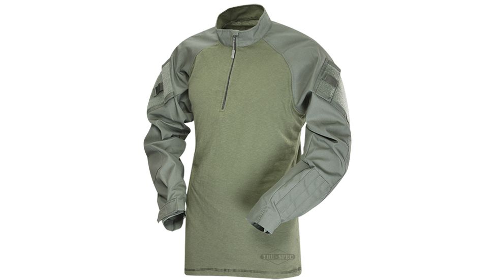 Tru-Spec 1/4 Zip Tac Response Combat Shirt Nylon/Cotton Rip-Stop, Olive Drab/Olive Drab, Small Regular 2547003